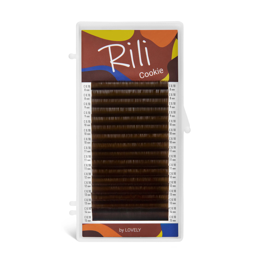 LOVELY Ресницы RILI COOKIE - 16 линий коричневые   MIX  D  0.10  8 - 15мм