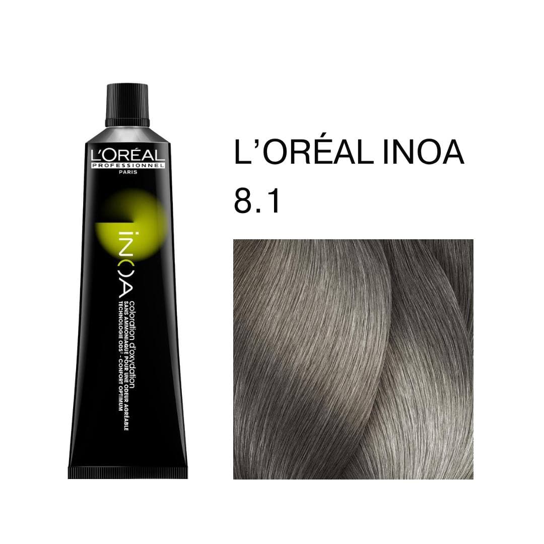 LOREAL INOA Стойкий краситель д/волос без аммиака и без запаха 60гр   8.1