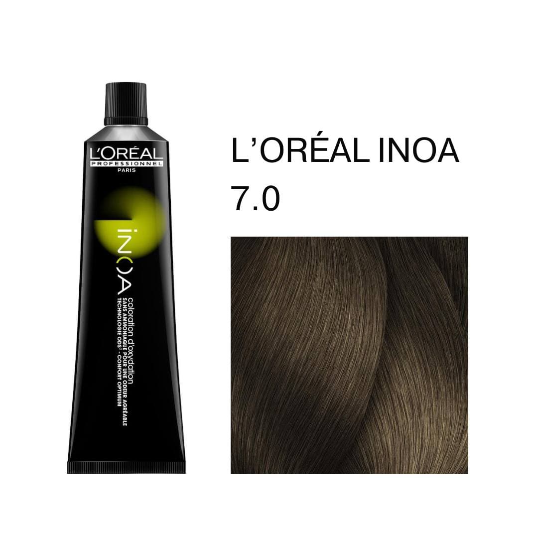 LOREAL INOA Стойкий краситель д/волос без аммиака и без запаха 60гр   7.0