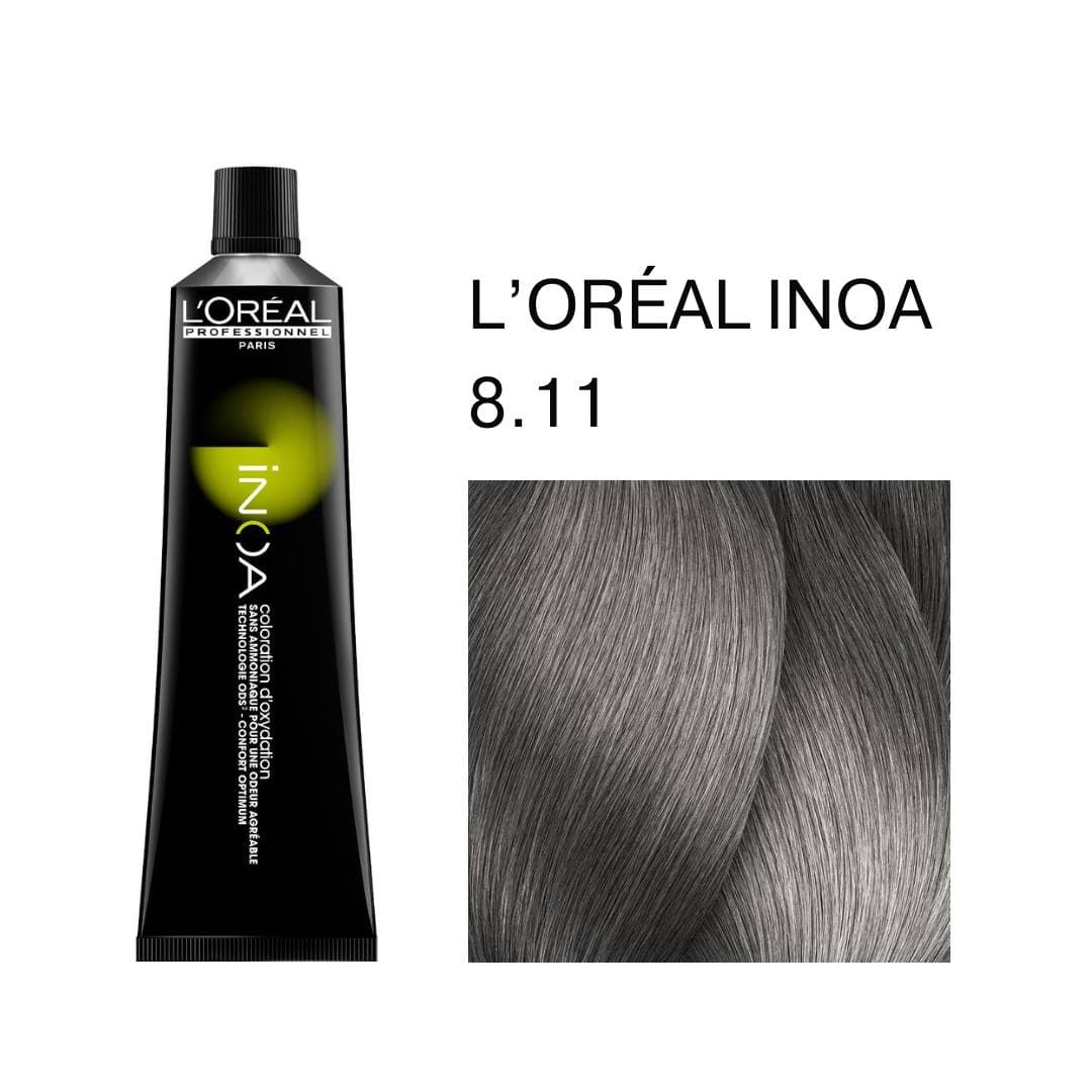 LOREAL INOA Стойкий краситель д/волос без аммиака и без запаха 60гр   8.11