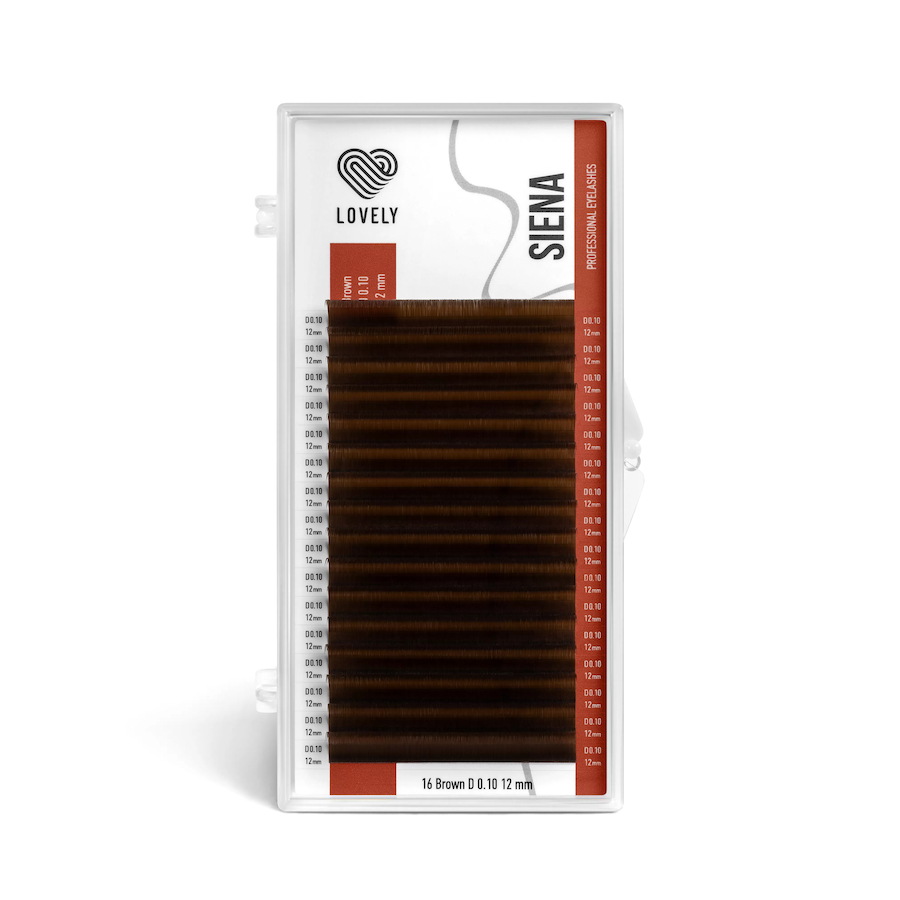 LOVELY Ресницы SIENA - 16 линий  коричневые   MIX  M  0.10  6 - 13мм