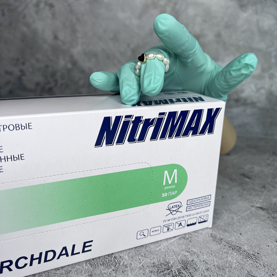 NITRIMAX Перчатки нитриловые ЗЕЛЕНЫЕ  M  100шт