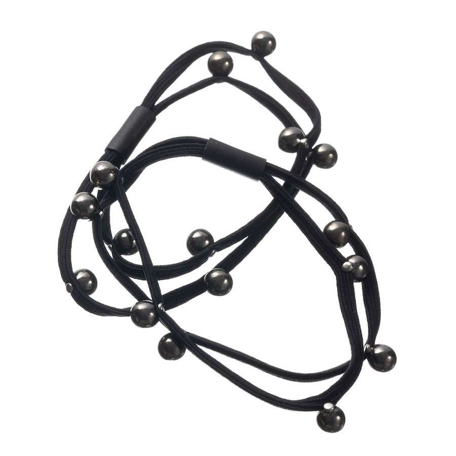 DEWAL BEAUTY Резинки д/волос DBR3769 черные  ТЕМНЫЕ БУСИНКИ