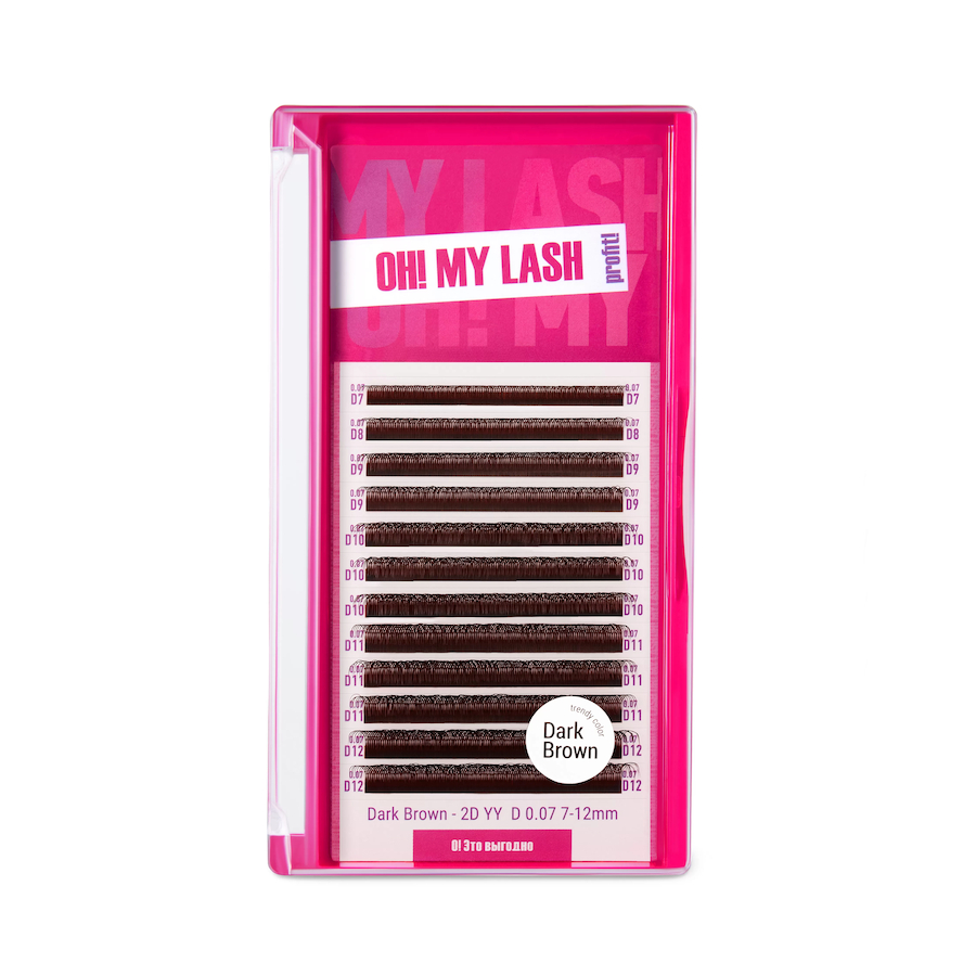 OH MY LASH Ресницы в пучках 2D-YY - 12 линий  коричневые  MIX  L  0.07  8 - 15мм