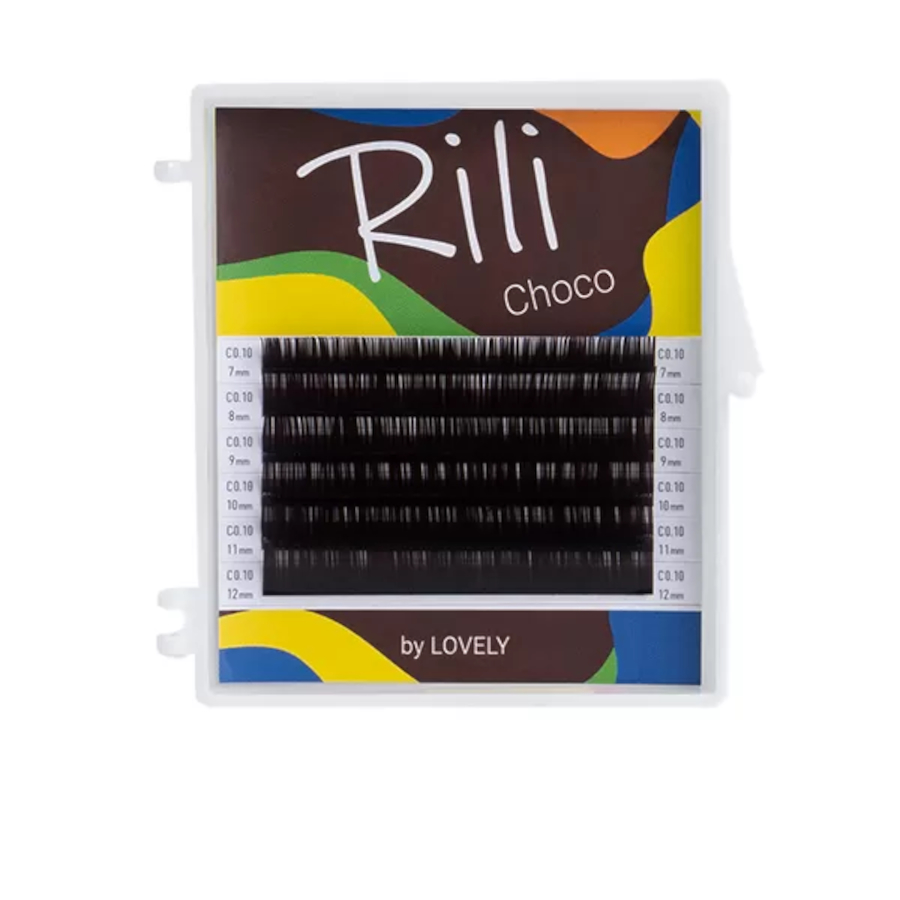 LOVELY Ресницы RILI CHOCO -  6 линий  коричневые   MIX  M  0.10  7-12мм