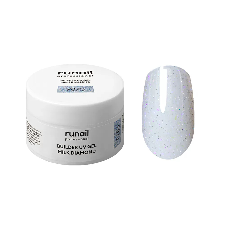RUNAIL 9873 Моделирующий светоотражающий УФ - гель MILK DIAMOND 15мл