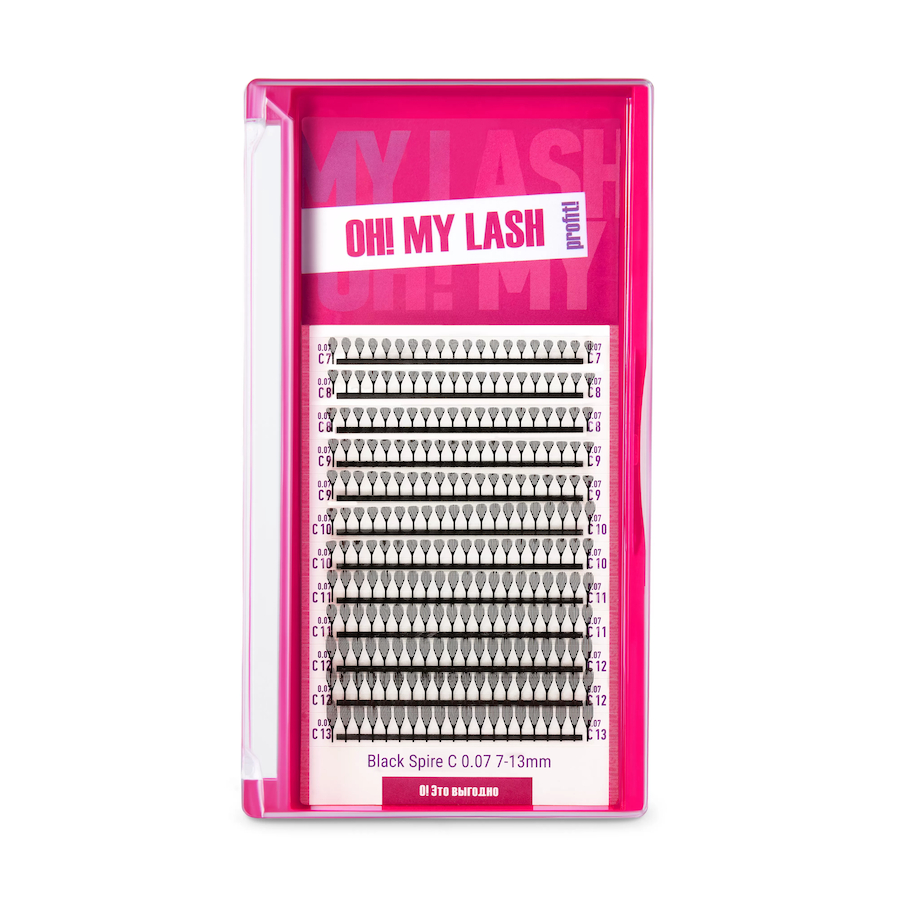 OH MY LASH Ресницы в пучках SPIRE - 12 линий  черные  MIX  D  0.07  7 - 13мм