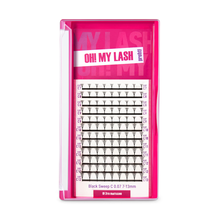 OH MY LASH Ресницы в пучках SWEEP - 12 линий  черные  MIX  D  0.07  7 - 13мм