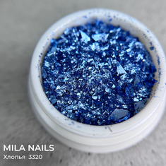 MILA NAILS Хлопья ОДНОТОН  3320  СЕРО-ГОУБОЙ