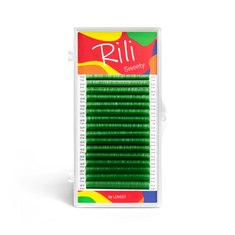 LOVELY Ресницы RILI SWEETY - 16 линий  зеленые   MIX  M  0.10  7-14мм