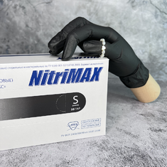 NITRIMAX Перчатки нитриловые ЧЕРНЫЕ плотные  S  100шт