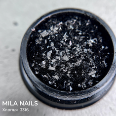 MILA NAILS Хлопья ОДНОТОН  3316  ЧЕРНЫЙ