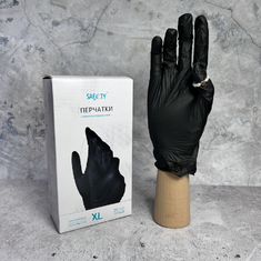 SAFETY Перчатки виниловые ЧЕРНЫЕ  XL 100шт