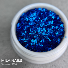 MILA NAILS Хлопья ОДНОТОН  3318  СИНИЙ