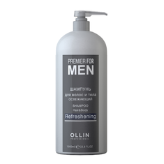 OLLIN PREMIER FOR MEN Шампунь д/волос и тела освежающий 1000мл