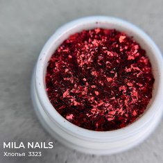 MILA NAILS Хлопья ОДНОТОН  3323  КРАСНЫЙ