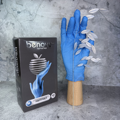 BENOVY Перчатки нитриловые ГОЛУБЫЕ  M  200шт