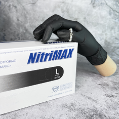 NITRIMAX Перчатки нитриловые ЧЕРНЫЕ плотные  L  100шт
